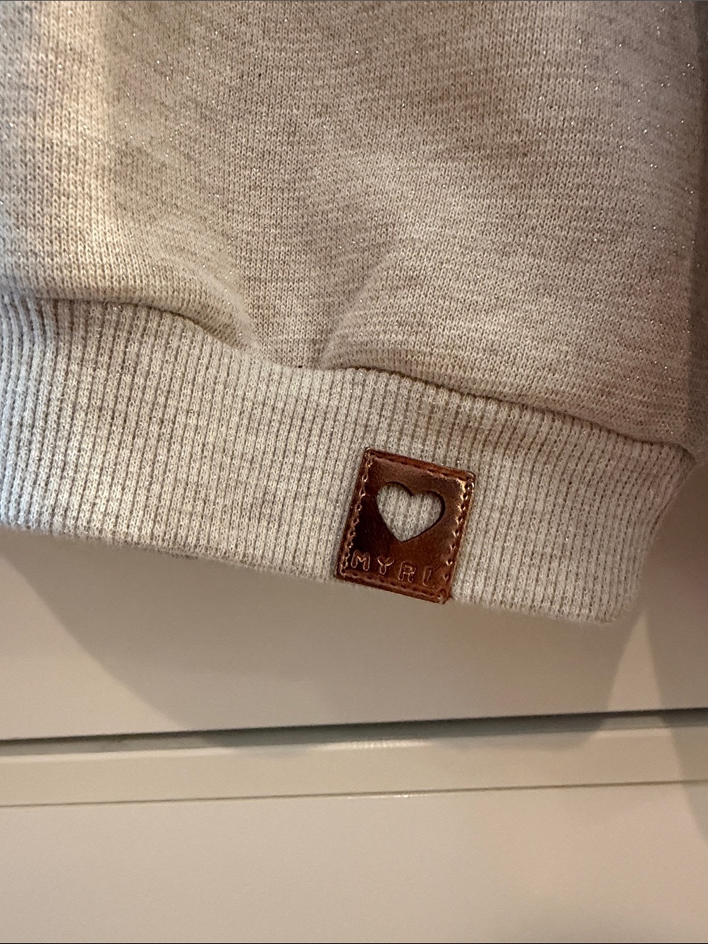NWT Mayoral Tan Graphic Dog Appliqué Crewneck Sweater with Shimmer in the Fabric - Picture 3 of 6